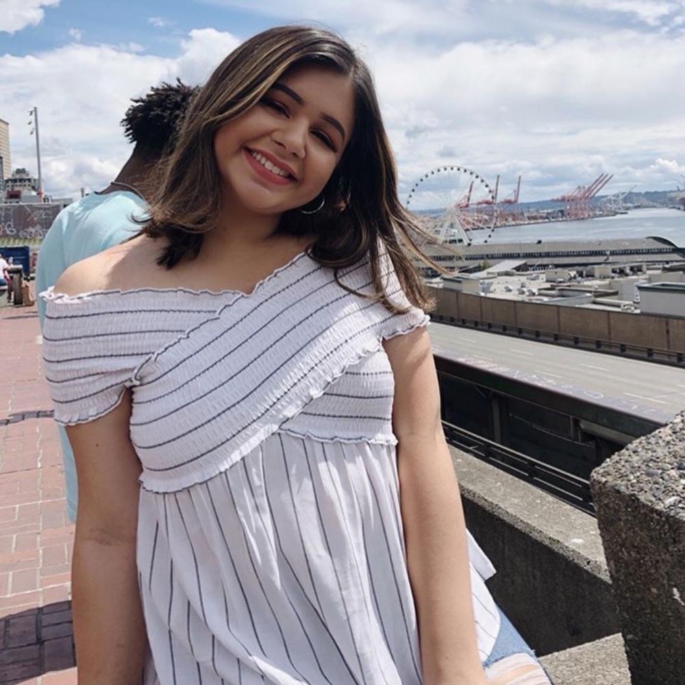 Soprano stripe off the shoulder top